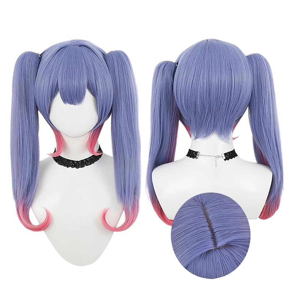 عالية الجودة أنيمي ميكو أرنب هول تأثيري الشعر الاصطناعية الأزرق والوردي التدرج انفصال ذيل حصان مرحلة الأداء شعر مستعار يومي