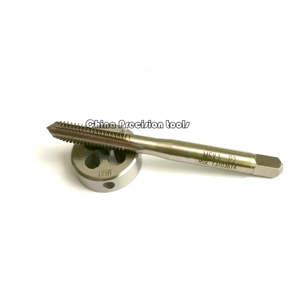 Juego de troqueles rectos de rosca métrica HSSE, 2 uds., M6 M6X1.25 M6X1, rosca fina, troqueles redondos divididos, juegos de grifos M6X0.75 M6X0.5