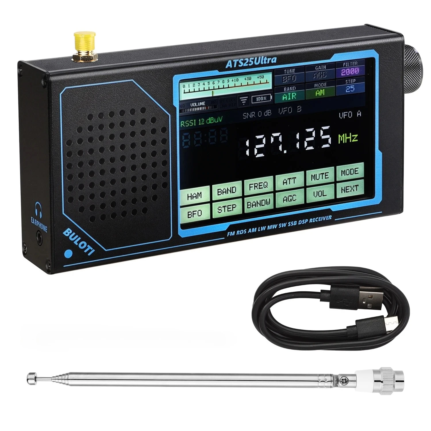 ATS25X2 Ricevitore Radio Touchscreen Con DSP | FM AM LW MW SW SSB Stereo RDS, Per Radioamatori E Ascolto Onde Corte