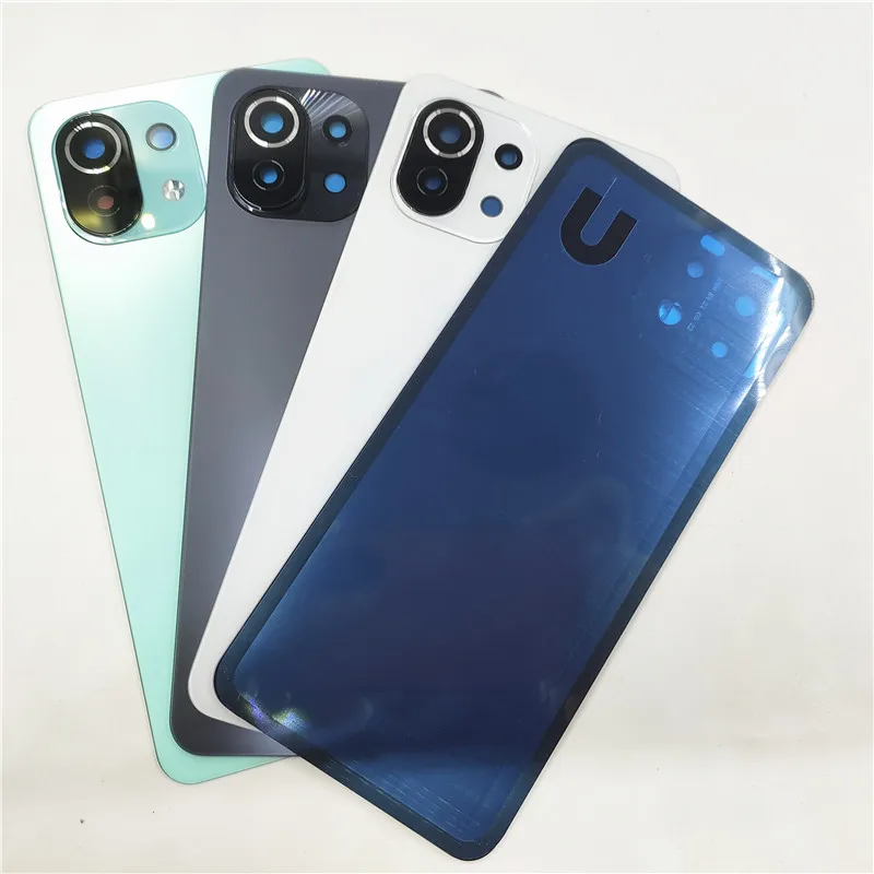 Battery Cover for Xiaomi Mi 11 Lite 4G 5G Back Glass Panel Rear Door Housing Case with Camera Lens Replacement+Sticker