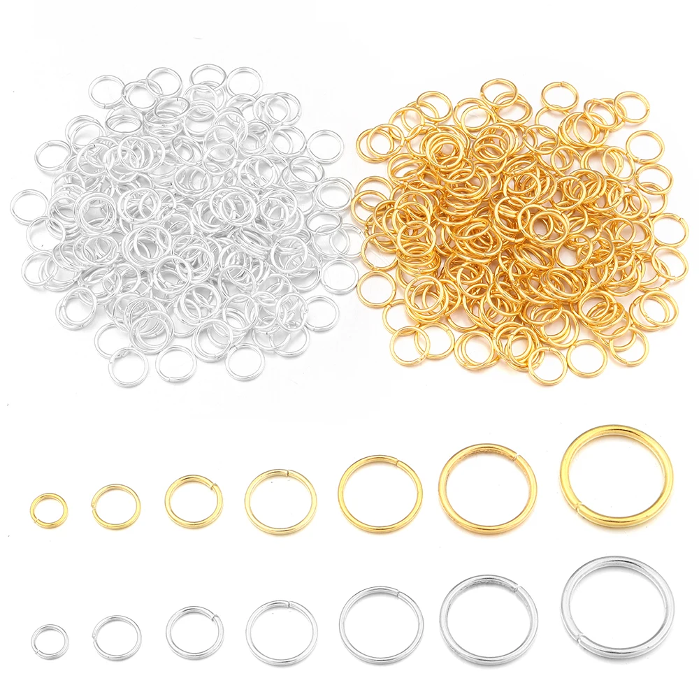 200pcs/lot 3-12mm Gold/Silver Iron Jump Rings Split Rings Connectors Jewelry Making DIY Necklace Bracelet Keychain Accessories