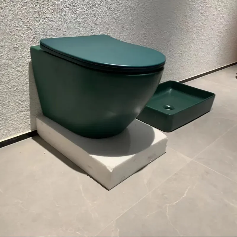 Wall Mounted Toilet with Concealed Water Tank Dedicated for Bathroom Installation Space Saving Modern Design Easy to Clean