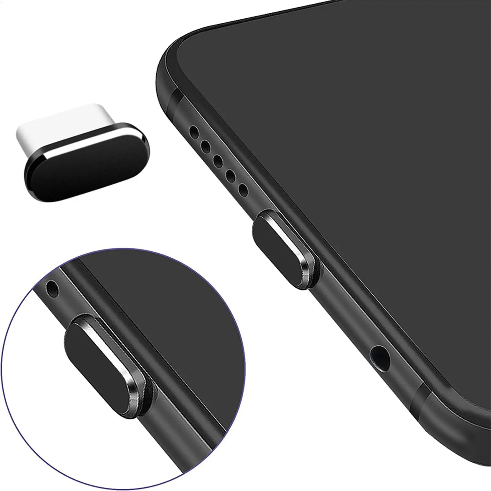 Cubierta de puerto de carga, 2 piezas, resistente al agua, con cepillo de limpieza, Protector de puerto de teléfono, tapón antipolvo para teléfono móvil, tableta, diario al aire libre