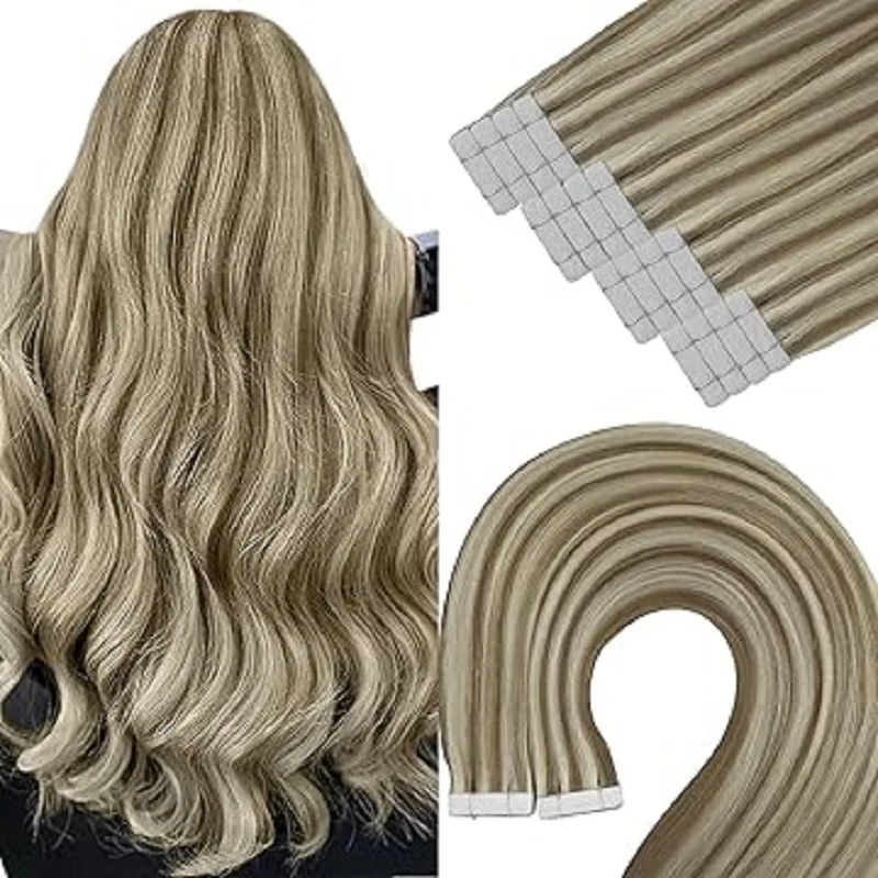 

[High Quality]YoungSee Tape in Hair Extensions 10A Grade Highligh Color Seamless Human Hair 40Pcs