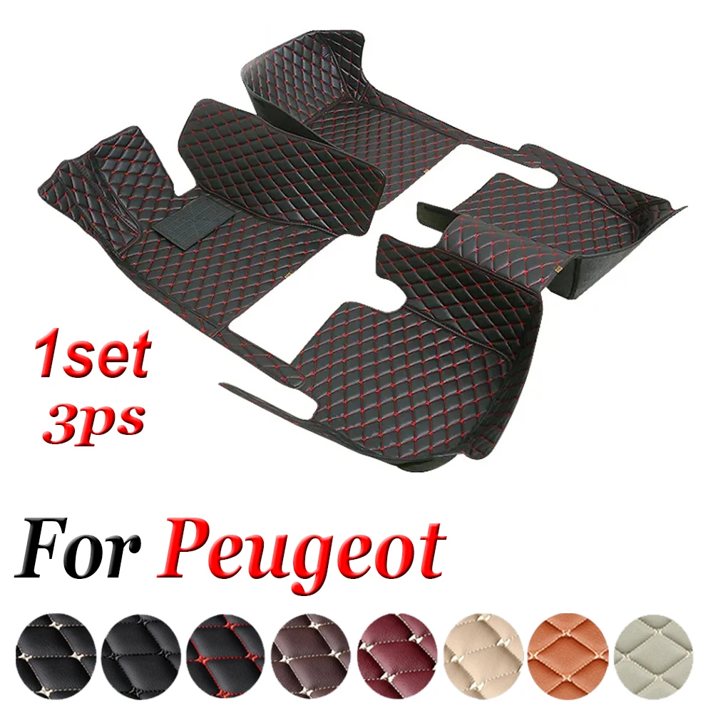 Leather Car Floor Mats For Peugeot E-2008 108 208 308SW RCZ 307CC 107 406 Car Accessories