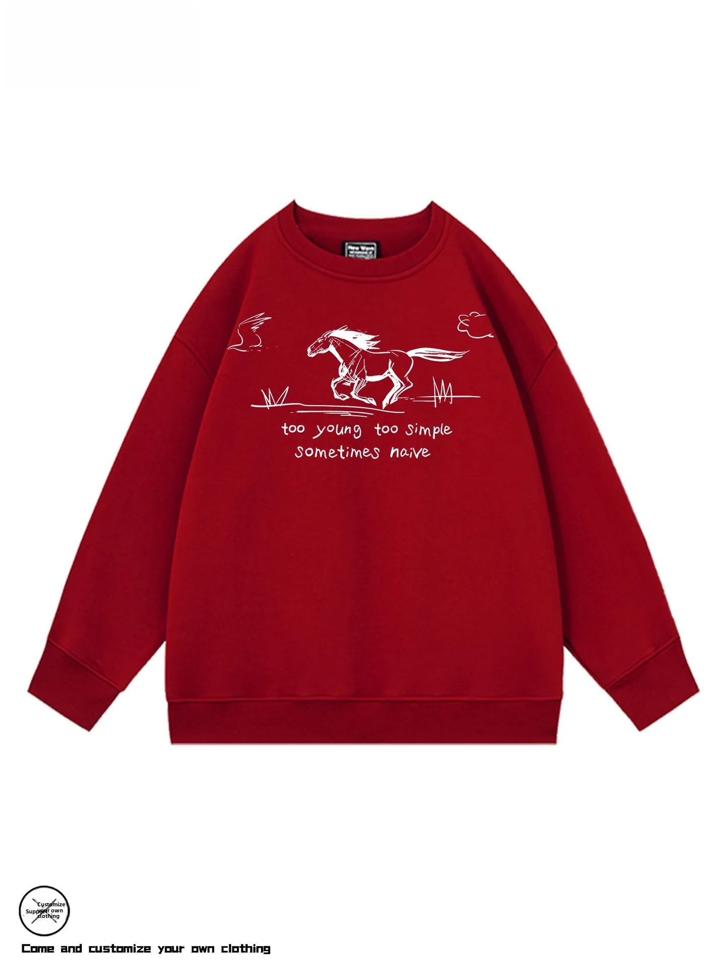 سترة كاجوال مستديرة مبطنة Ne Fce باللون الأحمر للرجال، متعددة الاستخدامات للخريف والشتاء، تصميم مريح مطبوع موديل M