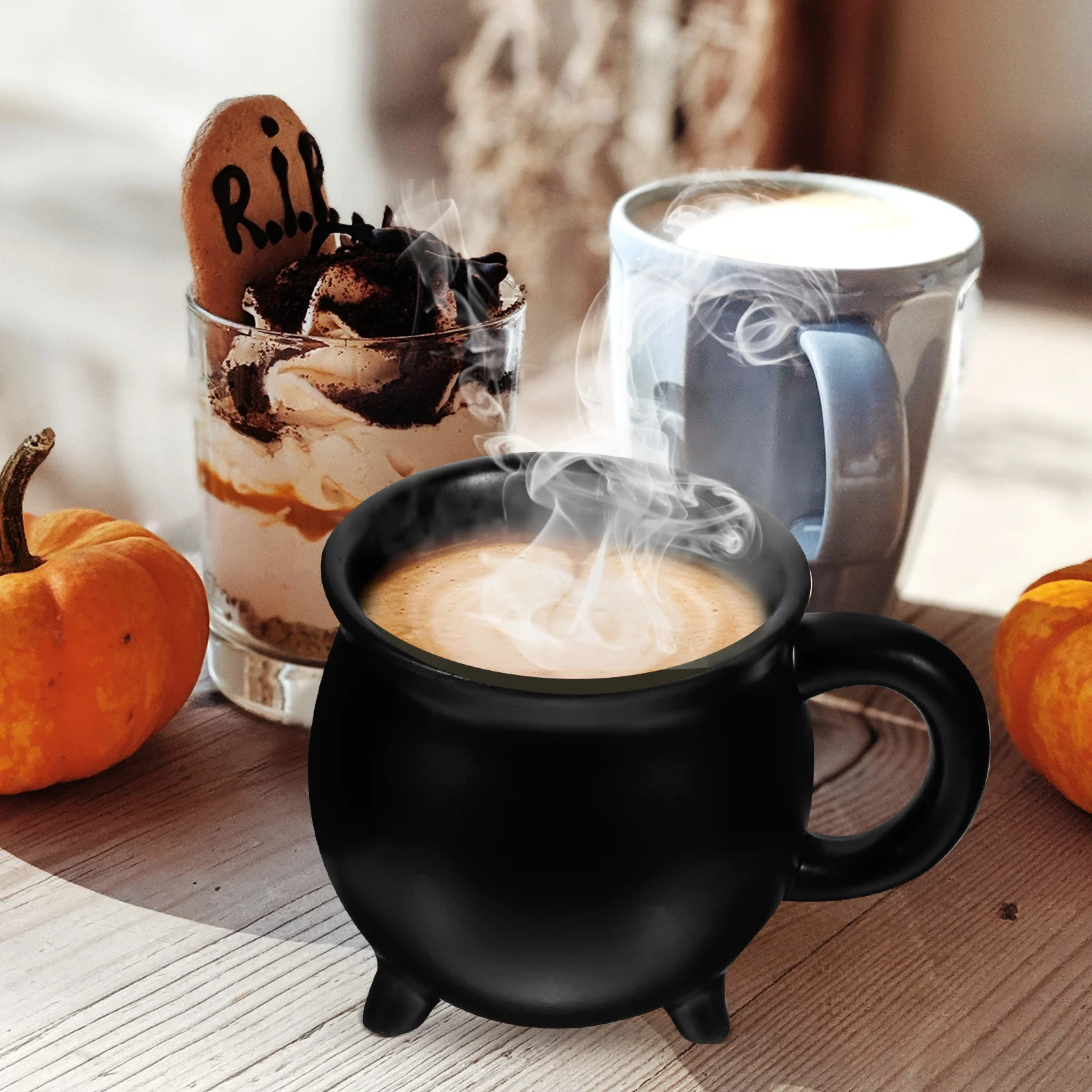 

Ceramic Cauldron Mug Coffee Tea Cup for Adults Halloween Gift Witch Themed Porcelain Drinkware Kitchen Decor Mug