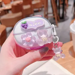 For Lenovo LP5 PRO Case 3D Cherry Butterfly Flower Earphone Soft Cover For Lenovo LP5 PRO Headphones Box Fundas With Keychain