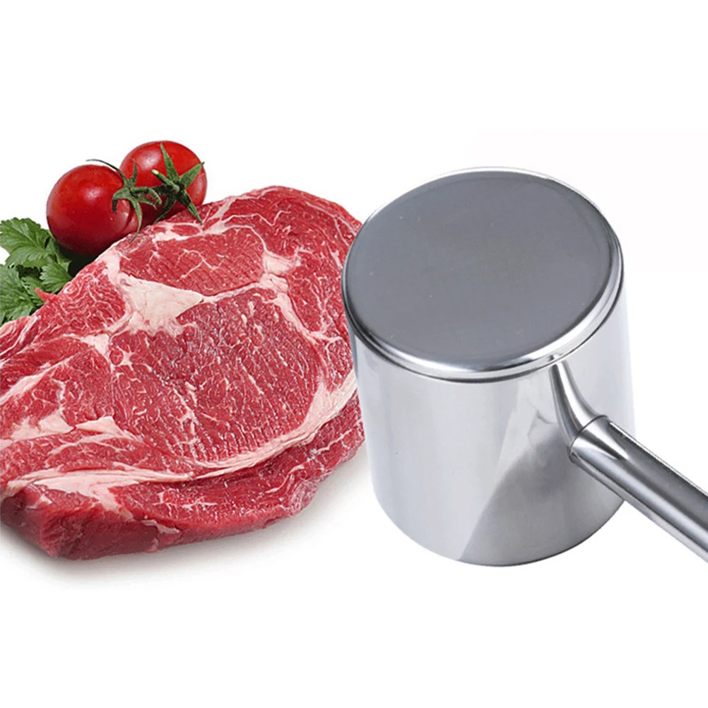 

Stainless Steel Meat Tenderizer Hammer Steak Hammer For Kitchen Home Restaurant Flat Textured Sides Long Handle Easy Storage