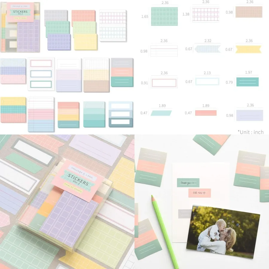 

Monolike Message Label Sticker ver.2 Set - Mini Size Cute Stickers for Journaling Organization and Crafting: Adorable Index Sti