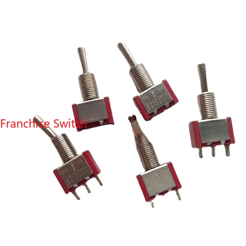 

10PCS ON OFF Button Switch 3-pin, 3rd Gear Rocker Arm Hole 6MM 2A 250V Red