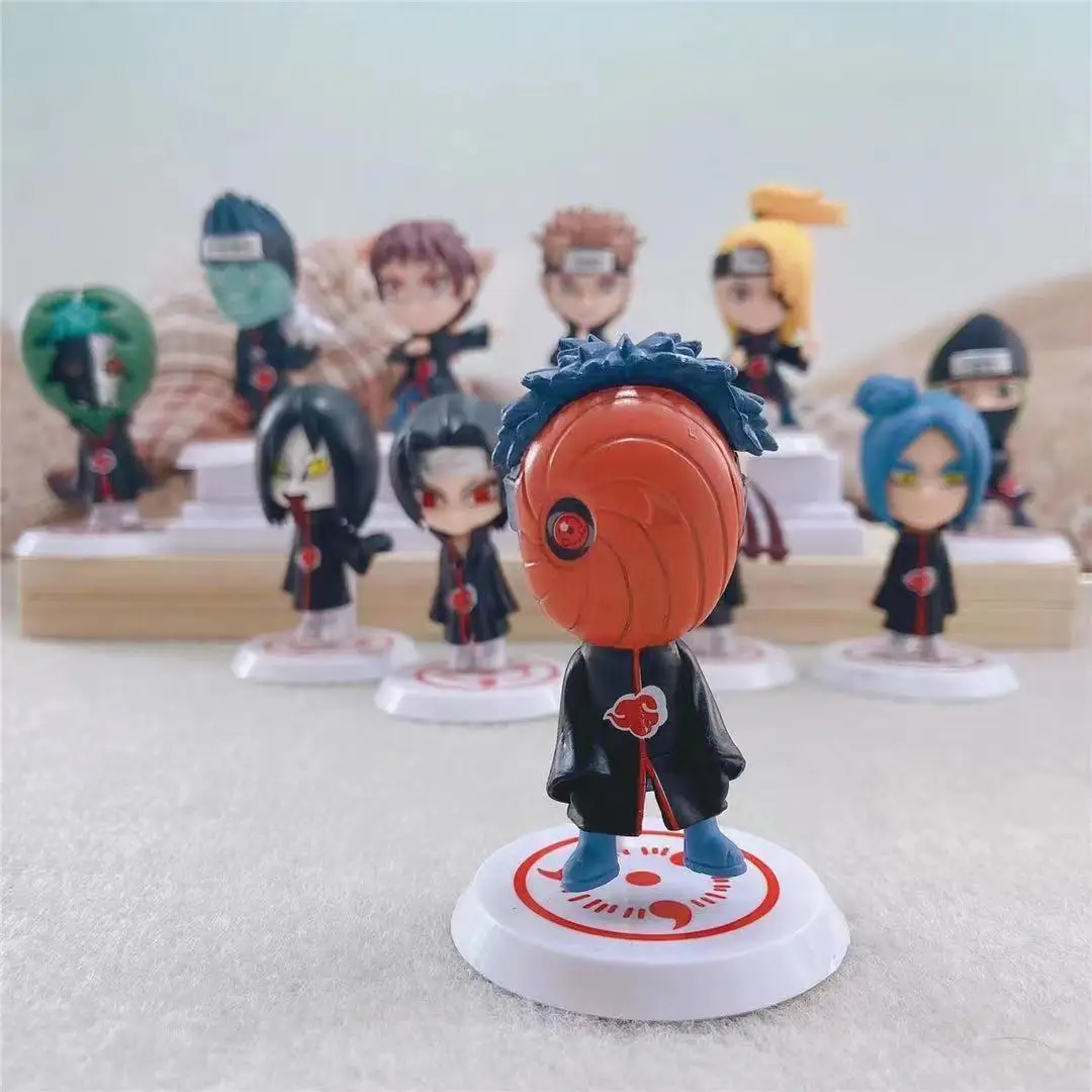 11pcs/lot Naruto Akatsuki Mini Figure Uchiha Itachi Madara Konan Hidan Figurine Anime Decoration Model Dolls Toys