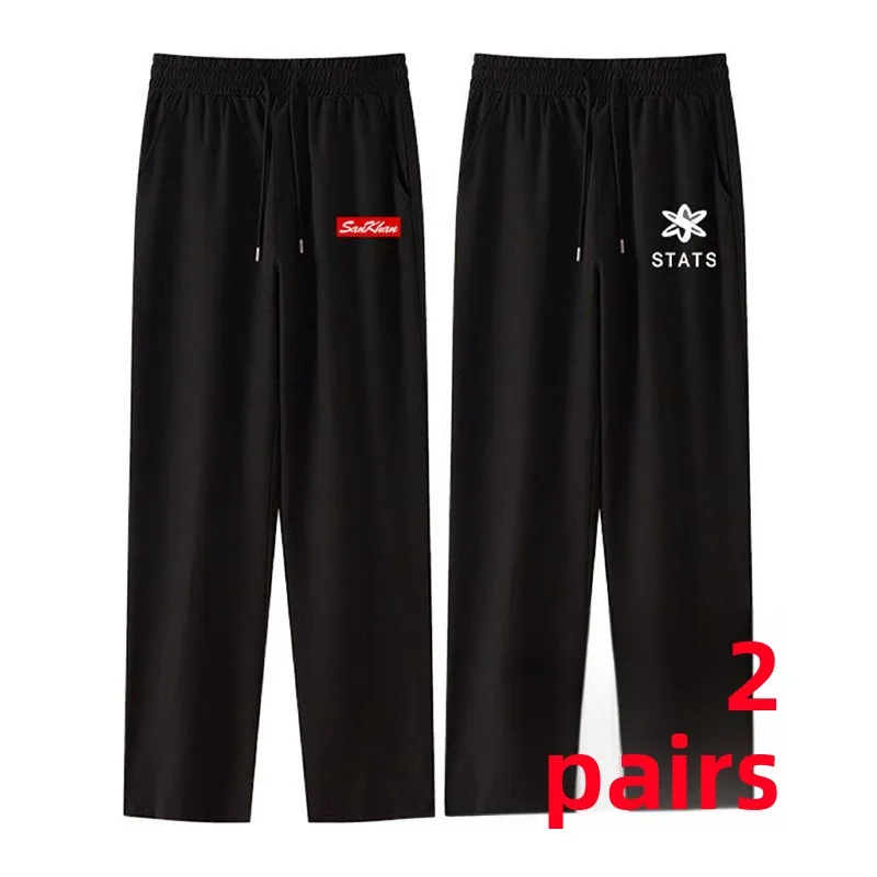 

Extra Large Size Men's Casual Thin Straight Leg Pants Elastic Spor Long Trousers Breathable Comfortable Loose Fit Autumn Wi...