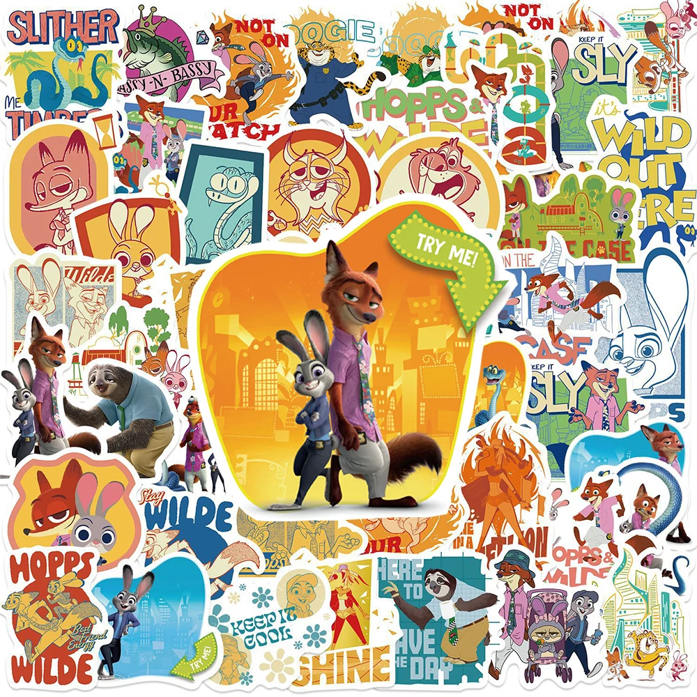 

10/30/50pcs Funny Cartoon Zootopia 2 Stickers Anime DIY Stationery Phone Notebook Cute Animal Graffiti Sticker Classic Toy Decal