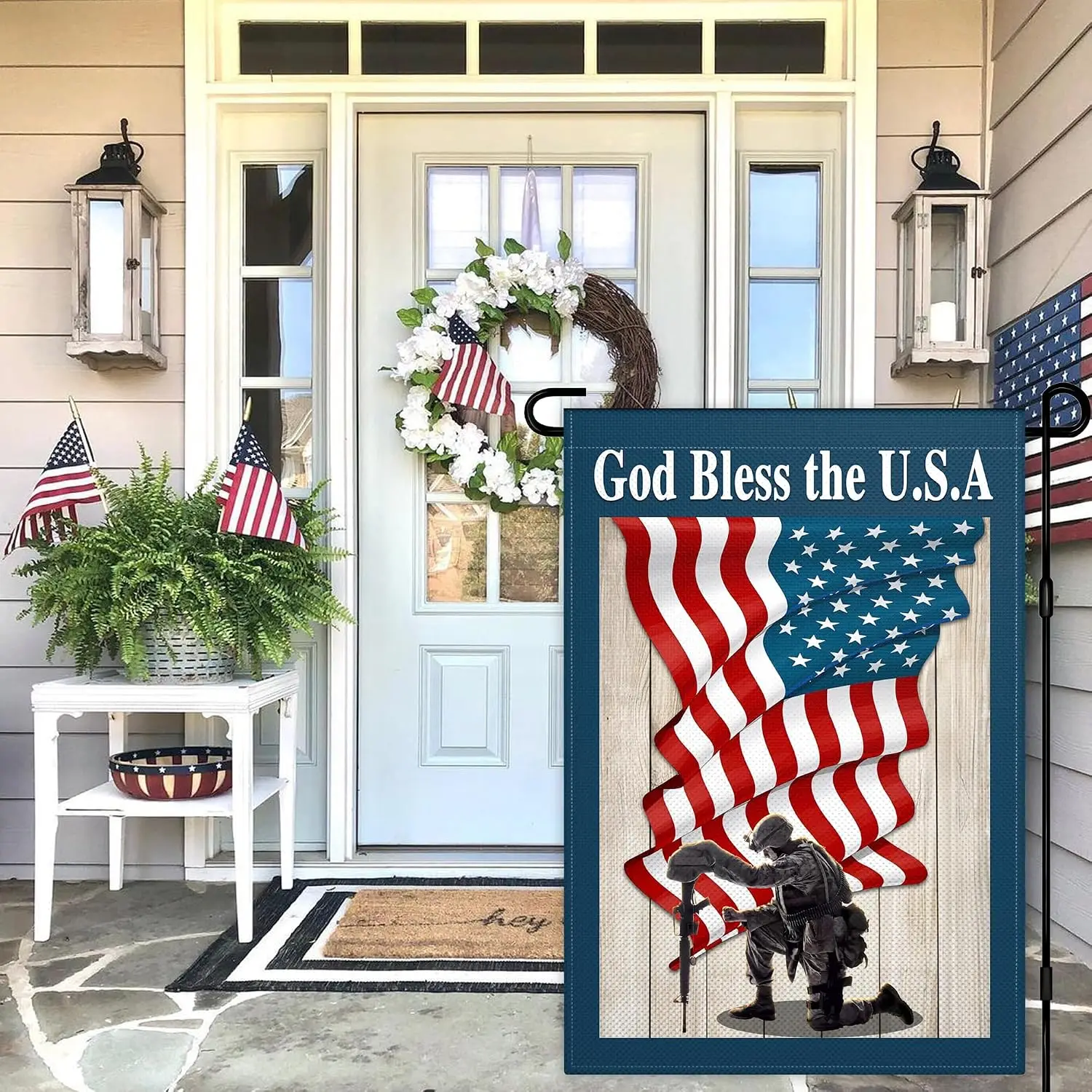 Memorial Day Garden Flag 12x18 Inch Double Sided God Bless America 4th of July Independence Day Patriotic Garden Flags for O uui