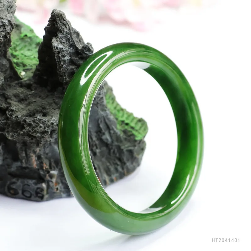 Juantuyu Natural Hetian Jade Bracelet, Russian Material, Spinach Green Jewelry Accessory S2041401