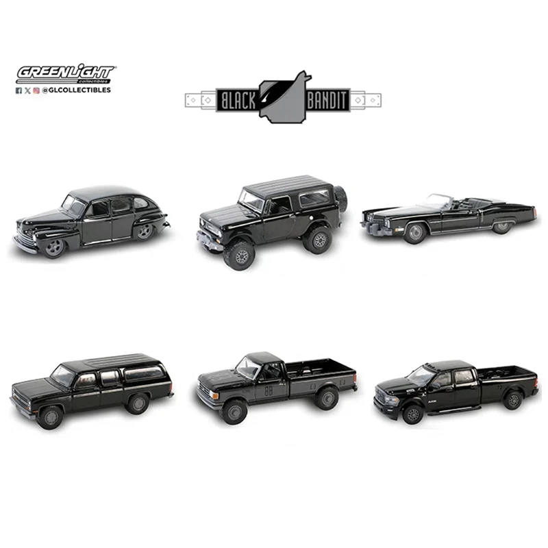 

Greenlight 1/64 scale diecast car model of Black Bandit Series 4X4 Pickup Truck Eldorado Fleetwood Convertible car Collectibles