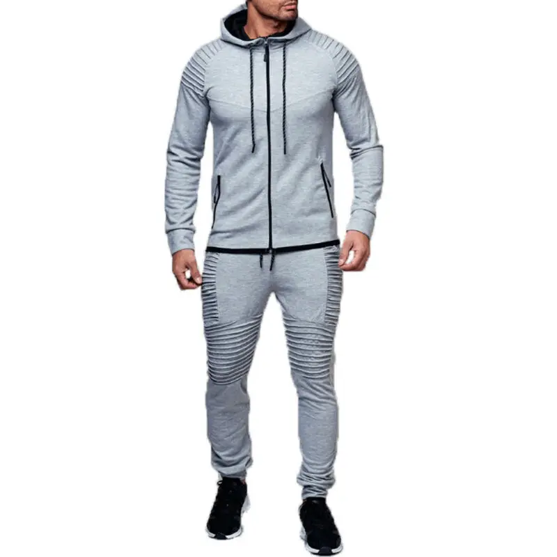 2022 Men Tracksuit Sport 2PCS Set Casual Jacket+Pants Jogging Athletic Trainer Solid Cotton Suit Runing Wear Men\'s Sport Suit