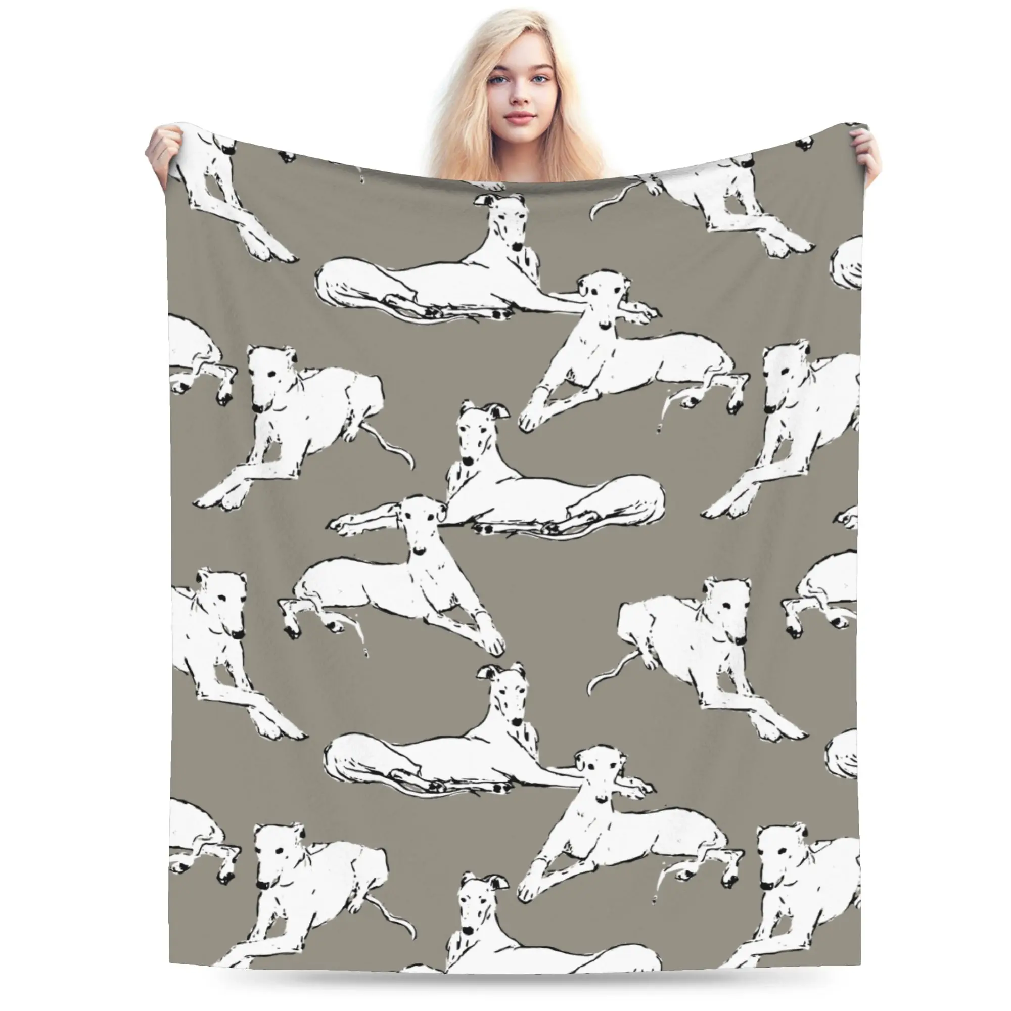 Relaxing Greyhound Whippet Wool Blankets Sighthound Dog Funny Throw Blankets for Home 200x150cm Rug Piece