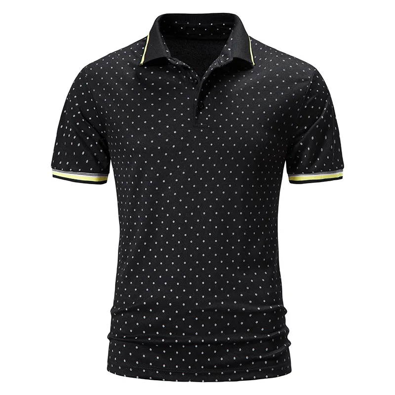 Fashion Polka Dot Print T Shirt Men 2024 Brand Slim Fit Short Sleeve Polo Shirts Men Harajuku Streetwear Casual Tops Polos Shirt