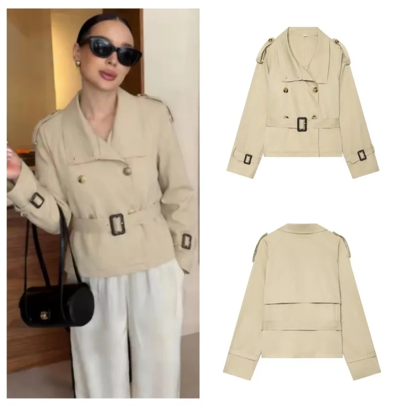 Guobioziy Guobioziy Minimalist Outfit Short Double Breasted Women Trench Coat Windbreaker Belt Warm Winter Outdoor Outerwear New - Aliexpress Deal