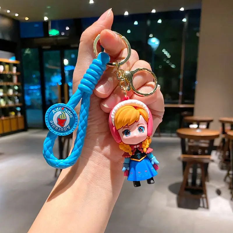 2/5 قطعة سلسلة المفاتيح المجمدة إلسا دمية على شكل أميرة آنا سنو الكنز قلادة الطفل هدية للأطفال #5
