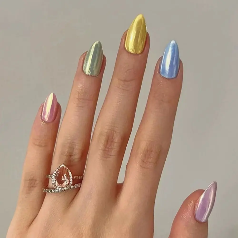 

24pcs Long/Short Square False Nail French Aurora Purple Cloud Love Heart Fake Nail Full Cover Press on Nail Detachable Nail Tips