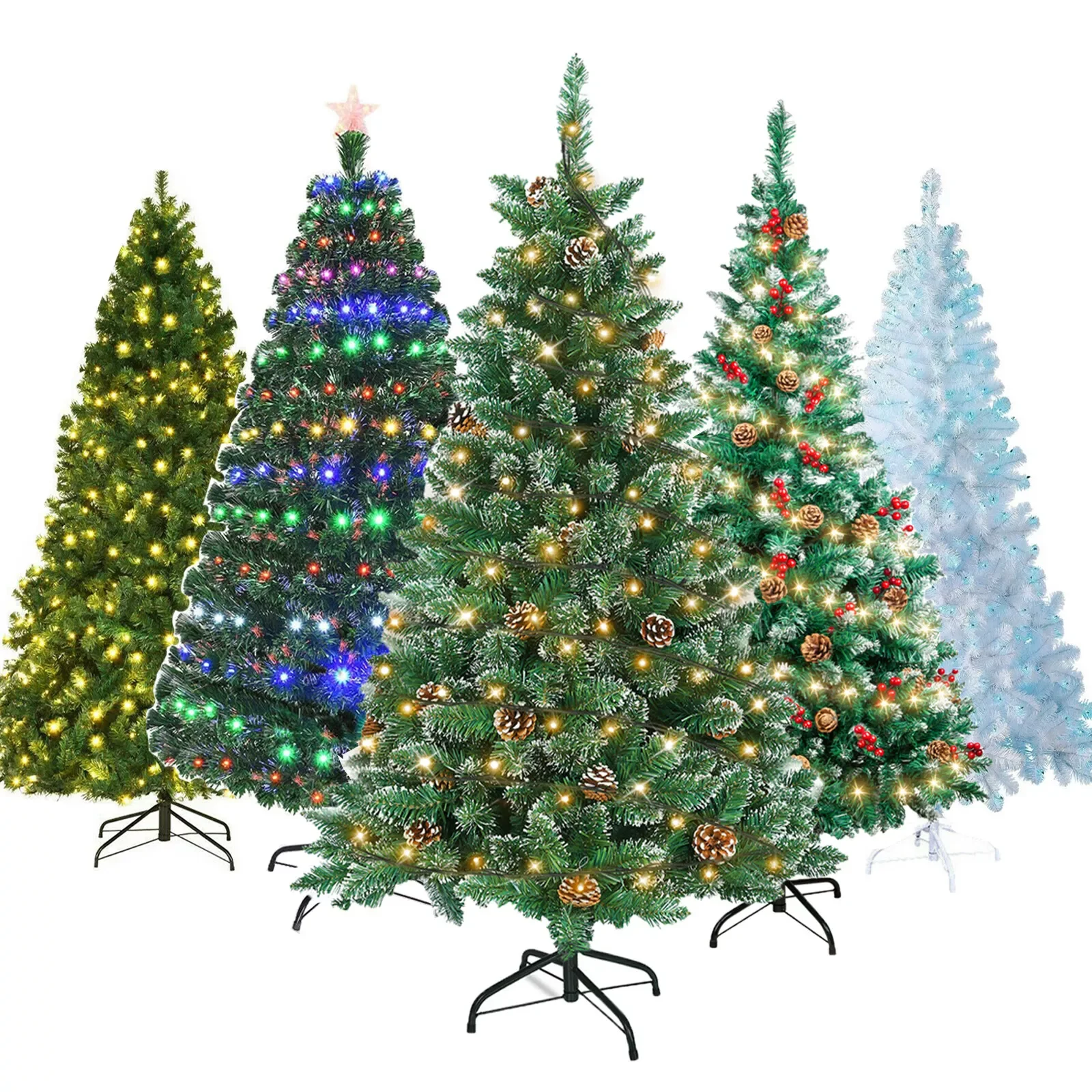 4/5/6/7 foot artificial Holiday Christmas Tree with LED lights/headlights/snow decorations