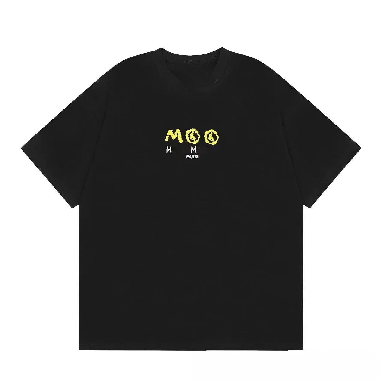 2026 new Round-neck short-sleeved Tee with pattern misaligned hand-drawn digital art suitable for both as a casual style
