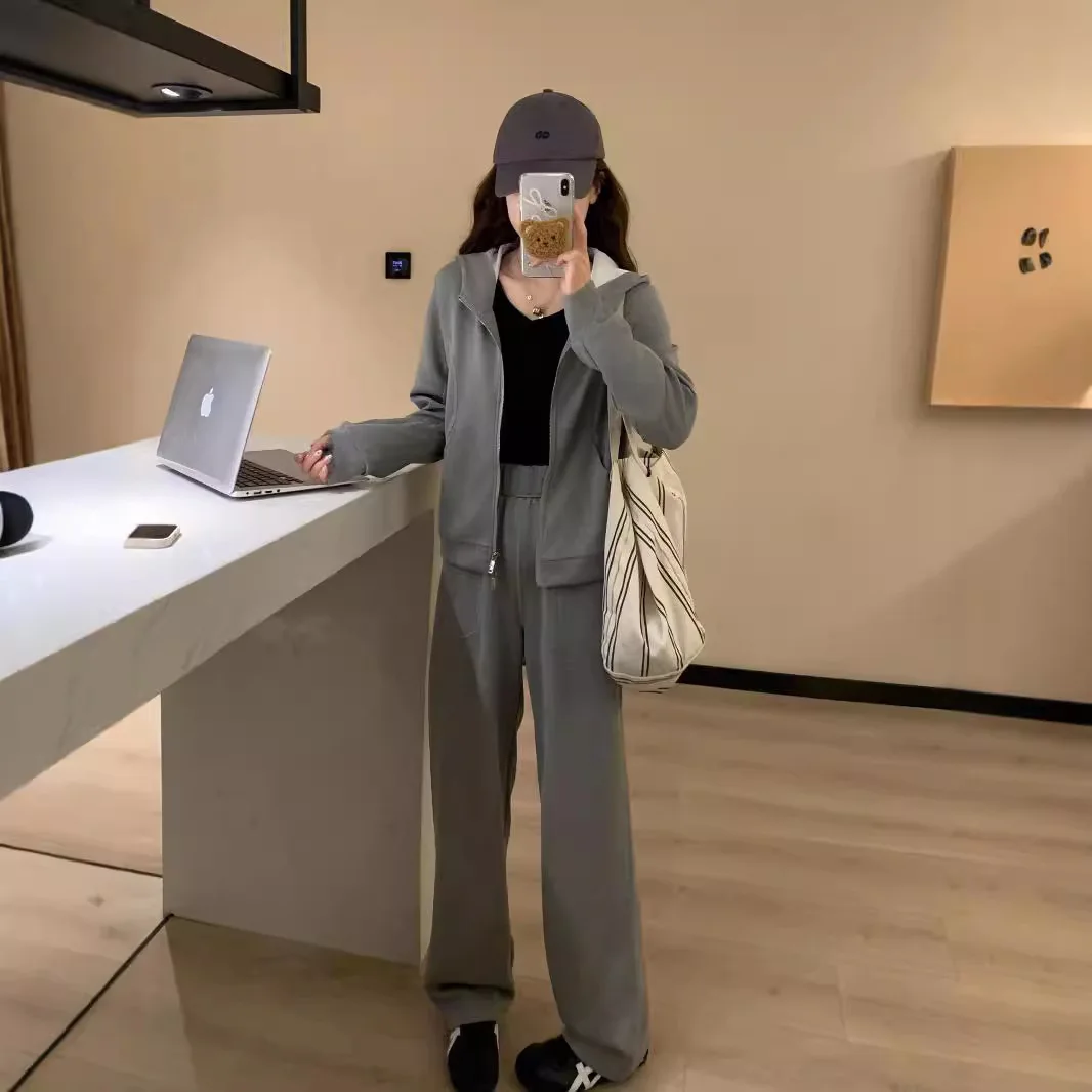 

Женские костюмы, новинка осени и зимы 2024, бархатный свитшот, повседневный брючный костюм