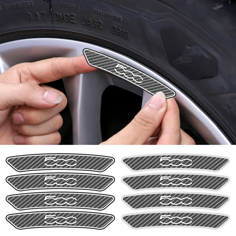 4 Uds pegatinas de llanta de cubo de rueda de coche pegatina de fibra de carbono accesorios de automóvil para FIAT 500 Tipo Toro Nuovo Freedom 500X Doblo Grazie