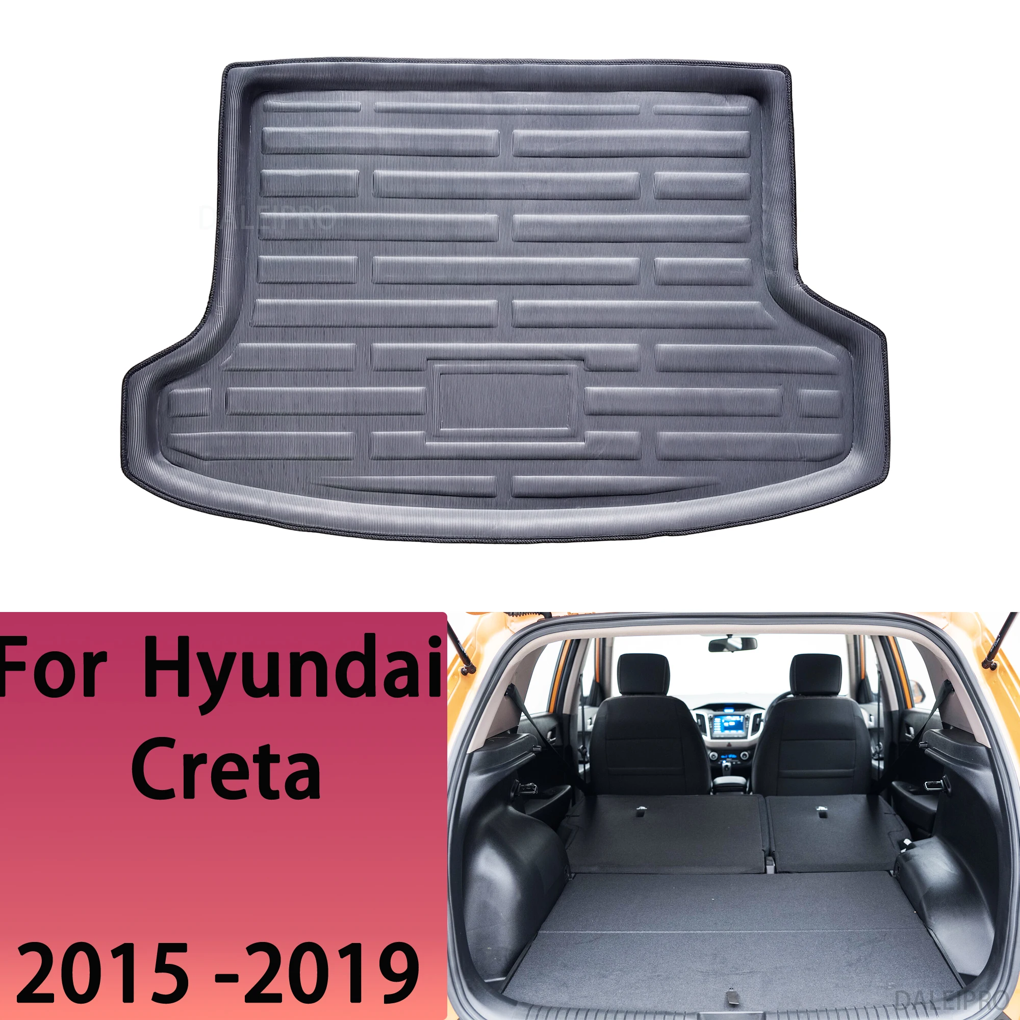 Car Rear Trunk Mat For Hyundai Creta IX25 2015 2016 2017 2018 2019 Cargo Liner Boot Floor Tray 3D EVA Carpet Accessories