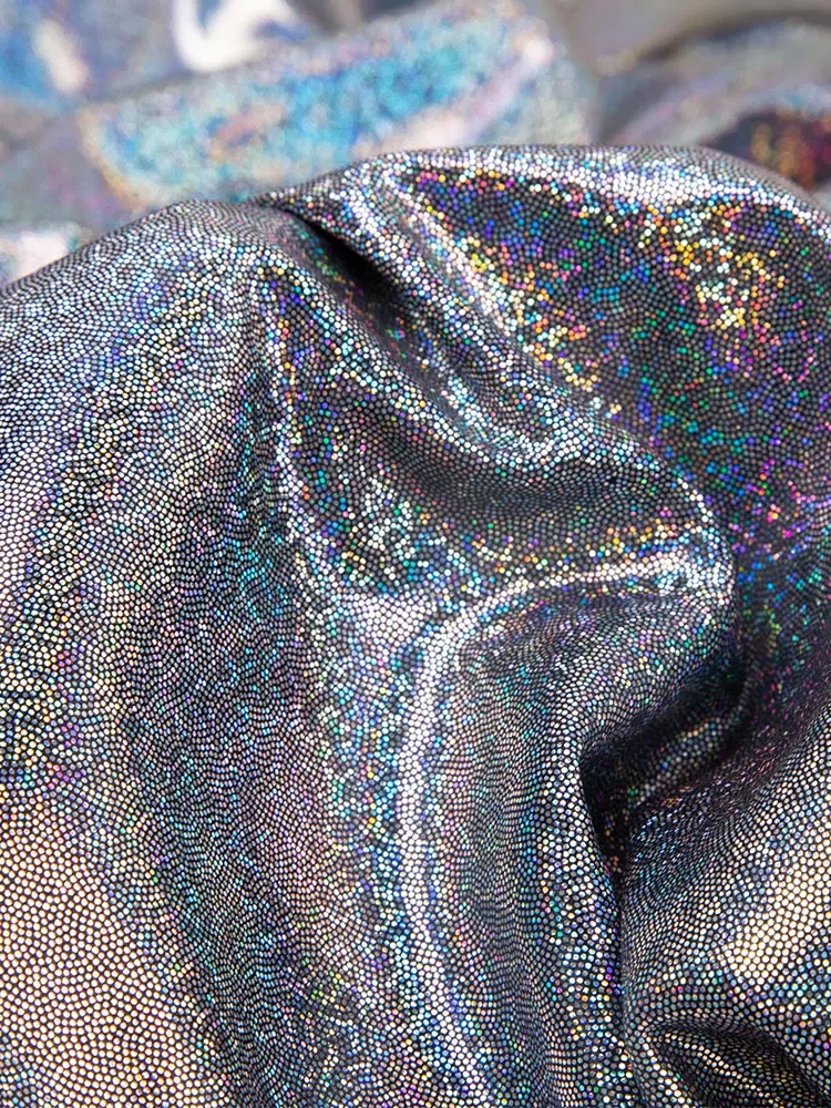 Laser Reflective Fabric By The Meter for Clothes Dresses Diy Sewing Bronzing Glitter Colorful Decorative Stage Cloth Glossy Pink