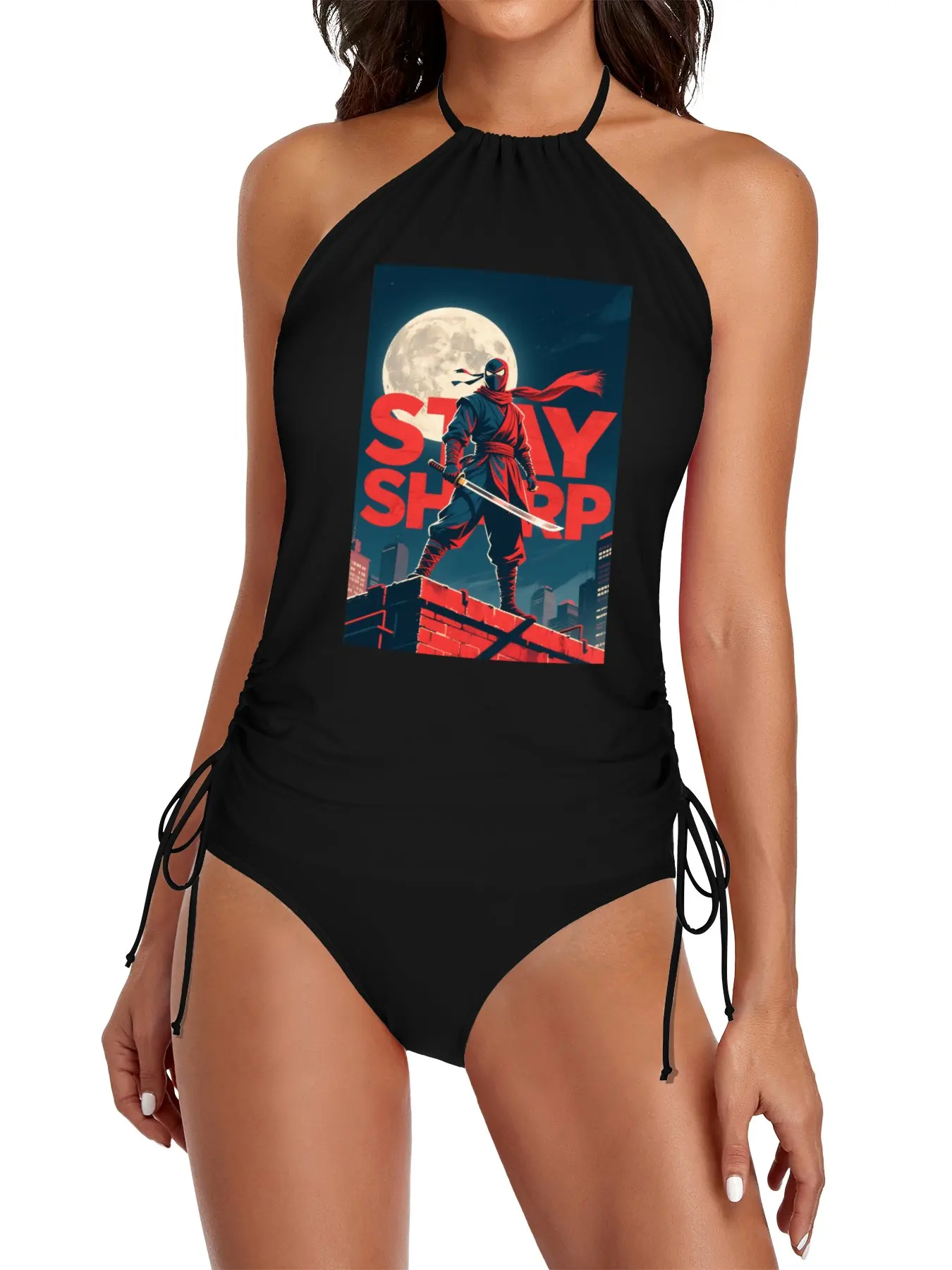 

Stay Sharp – Retro Ninja in Hope-Style Urban Scene Split Swimsuit Set swimsuits for woman swimsuit 2025 women
