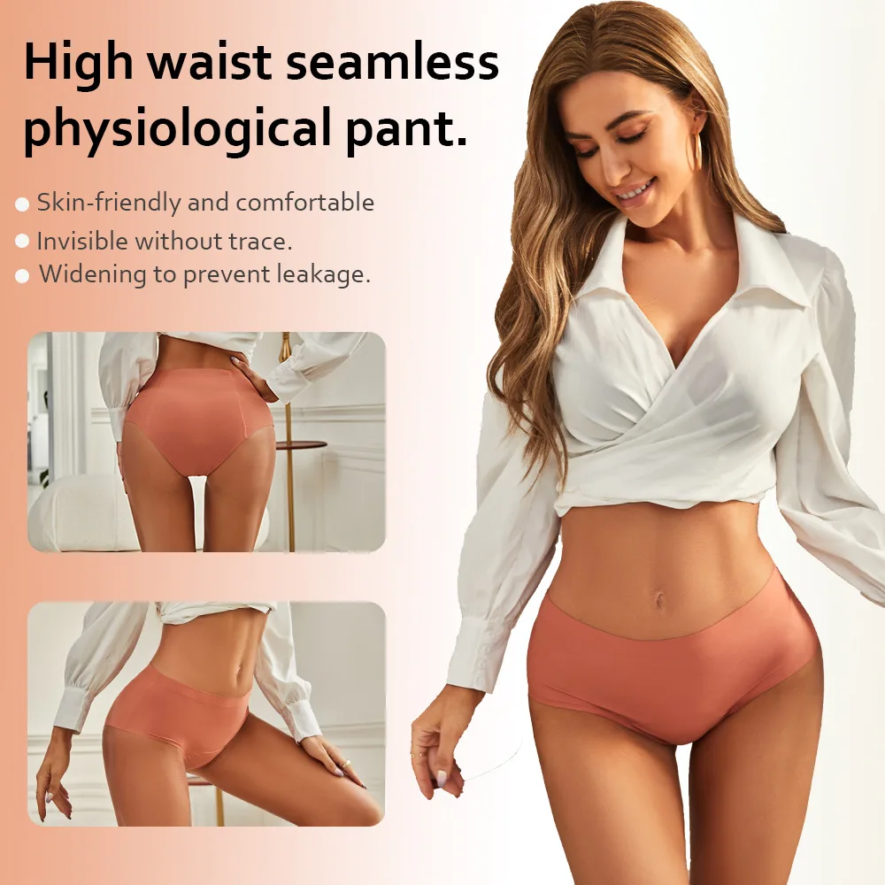 Women High Waist Seamless Period Panties Dual Side Leakproof Fast Absorb Sanitary Pad Free Reusable Washable Menstrual Underwear view 3