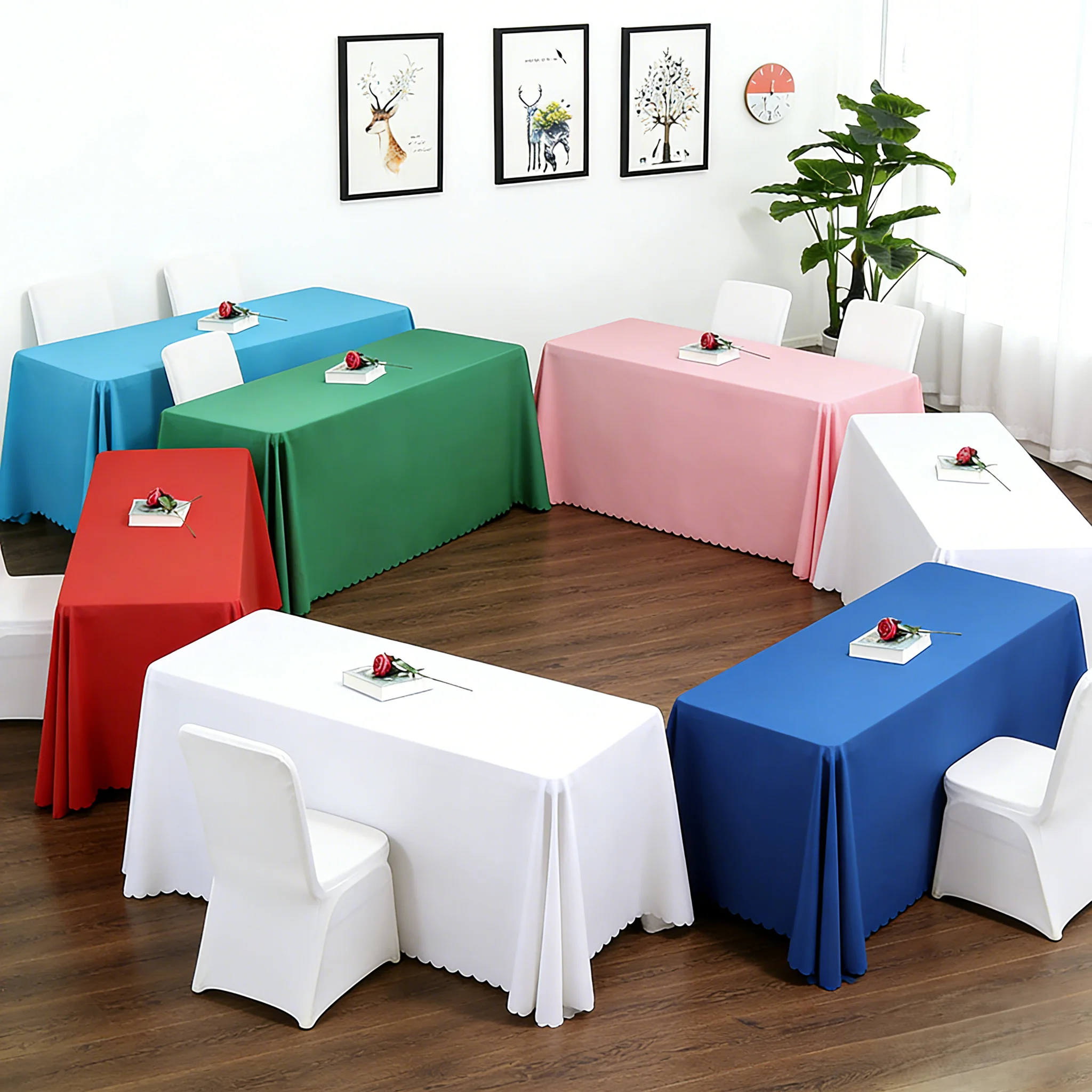Plain Polyester Tablecloth Cover for Wedding Decoration Rectangle Banquet Hotel Show Birthday Party Celebration