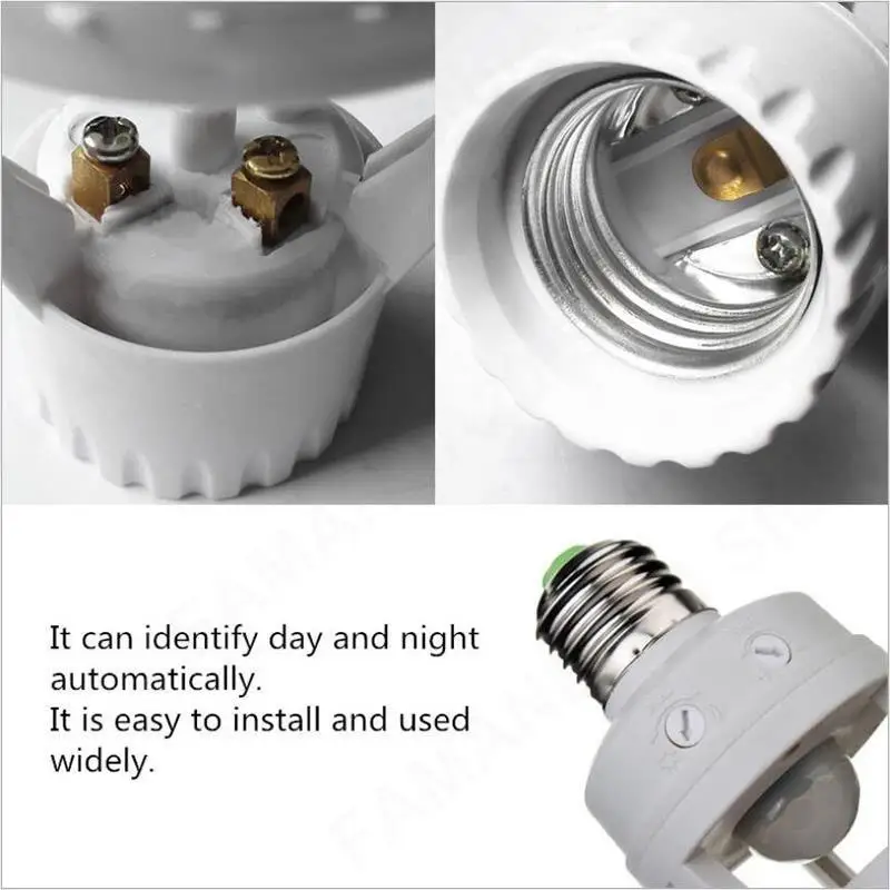 PIR Induction Infrared Motion Sensor LED Lamp Base Holder With Smart Control Switch Light Bulb E27 Socket Adapter 60W m20