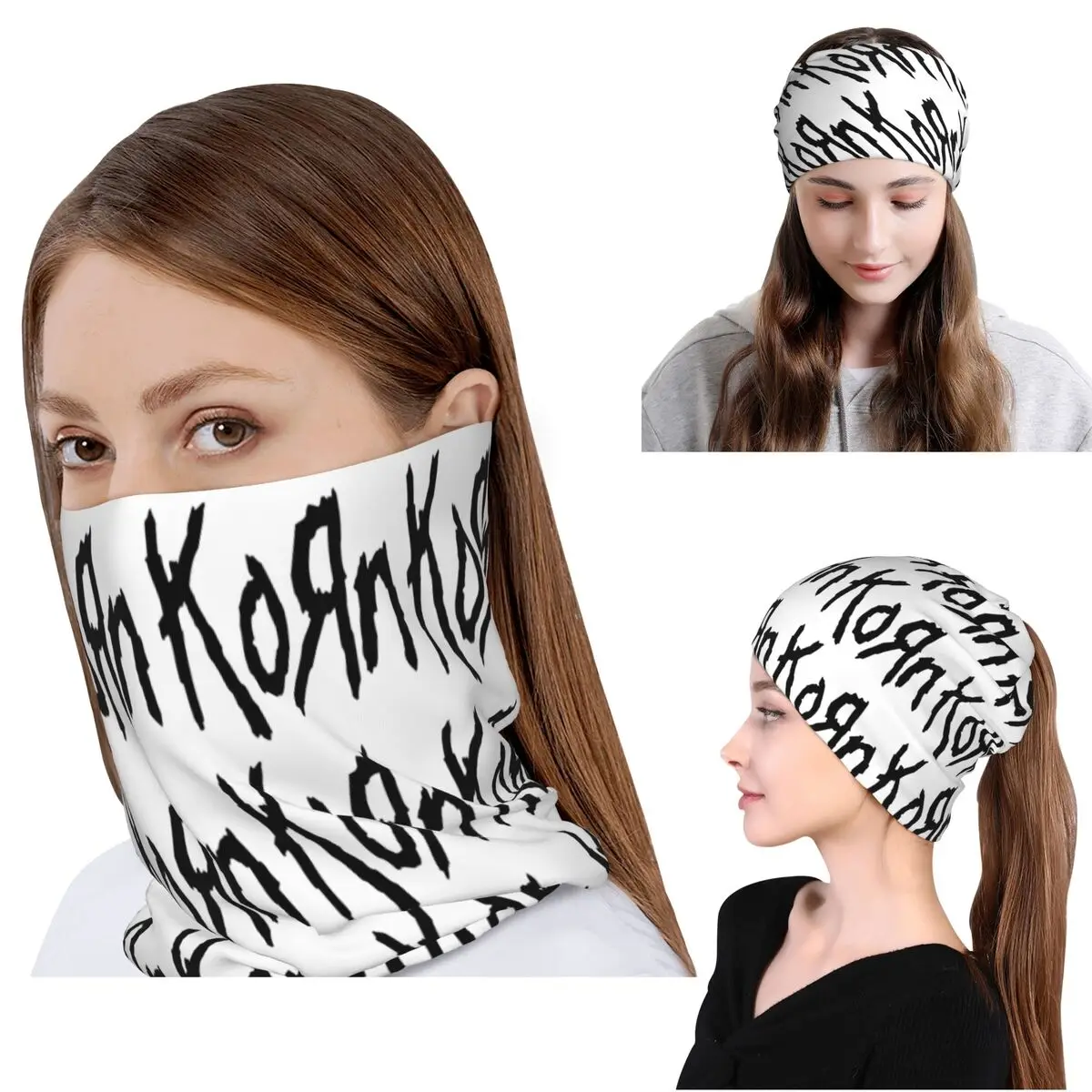 Korn Band Rock Metal Music Bandana Pañuelo para el cuello Pañuelo para la cara Diadema multiusos Gorro unisex para adultos para todas las estaciones
