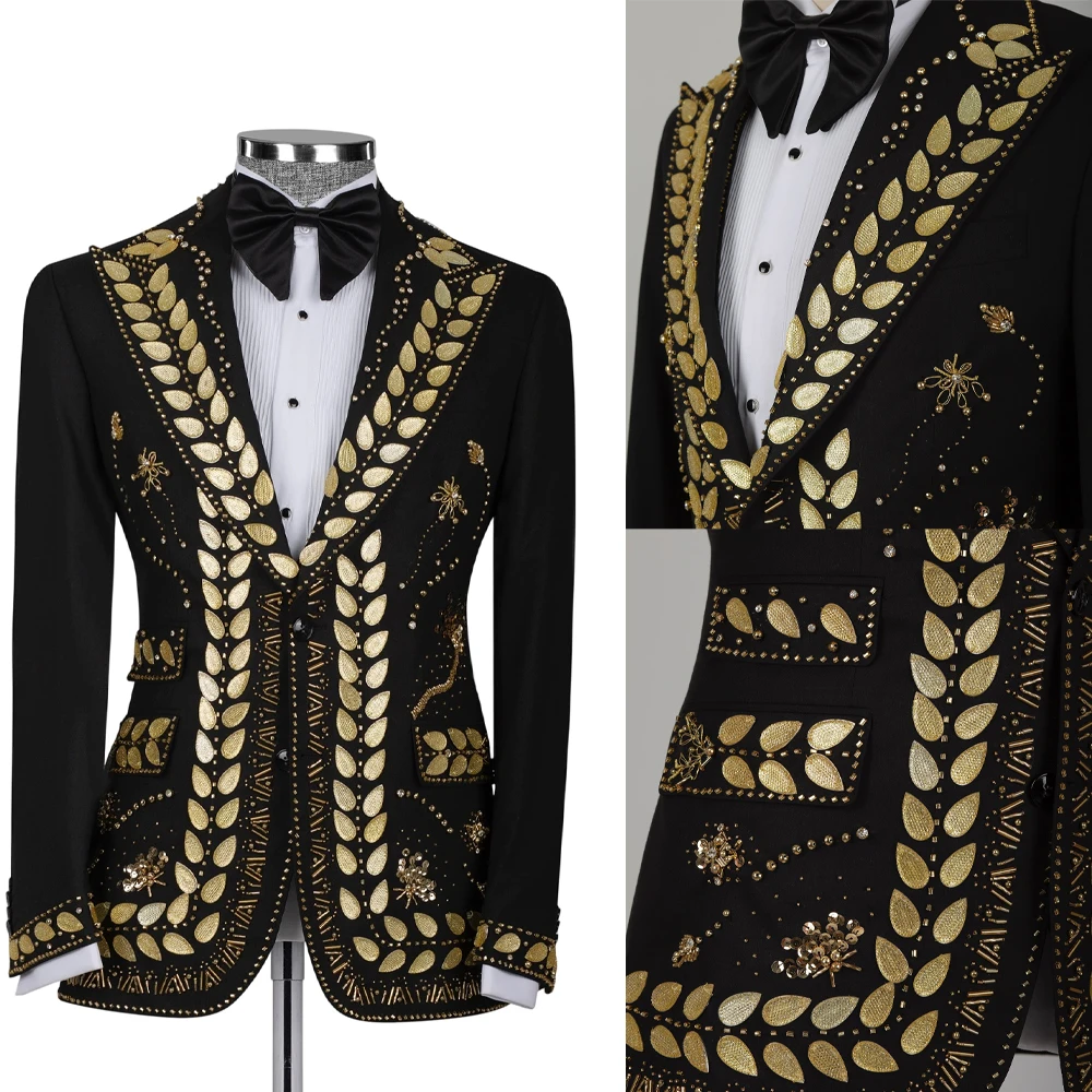 

Роскошные мужские костюмы из трех предметов с остроконечными лацканами, однобортные свадебные смокинги для жениха, облегающие формальные костюмы для выпускного вечера, индивидуальный заказ, trajes para hombre