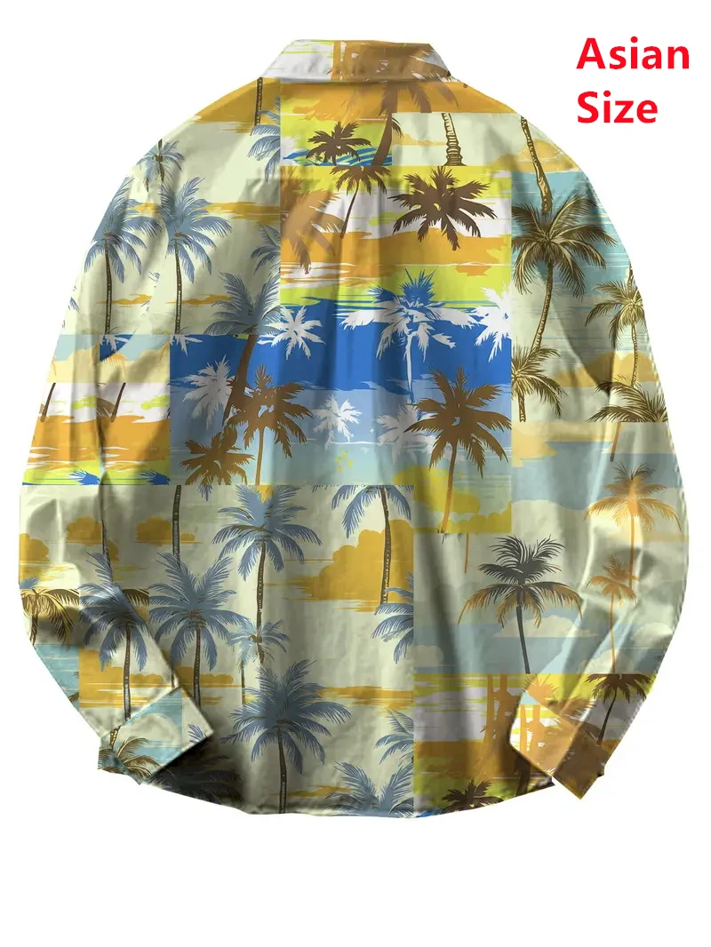 

Весенняя распродажа, винтажные пляжные мужские рубашки с длинными рукавами, свободная солнцезащитная одежда, повседневная гавайская женская одежда с квадратным воротником