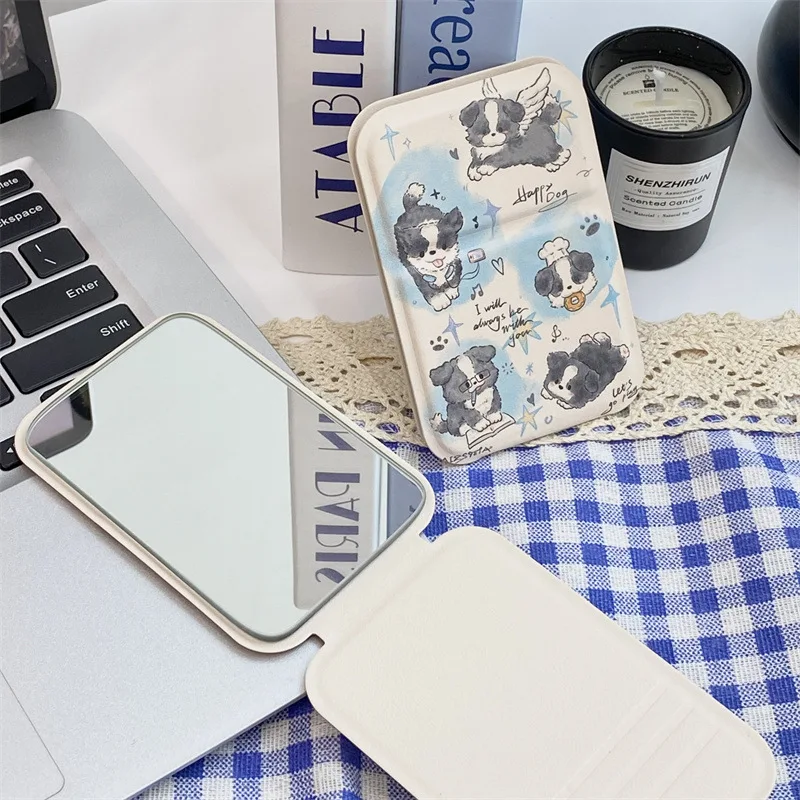 Folding Makeup Hand Mirror Portable Cat Dogs Women Mini Mirror Mini Cosmetic Mirror Foldable High Definition Vanity Tool 2025New