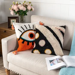 Black Lumbar Pillowcase 30X60CM for Bed Sofa Decorative Cushions Orange Big Eyes Tufted Woven Home Decoration Pillowcase