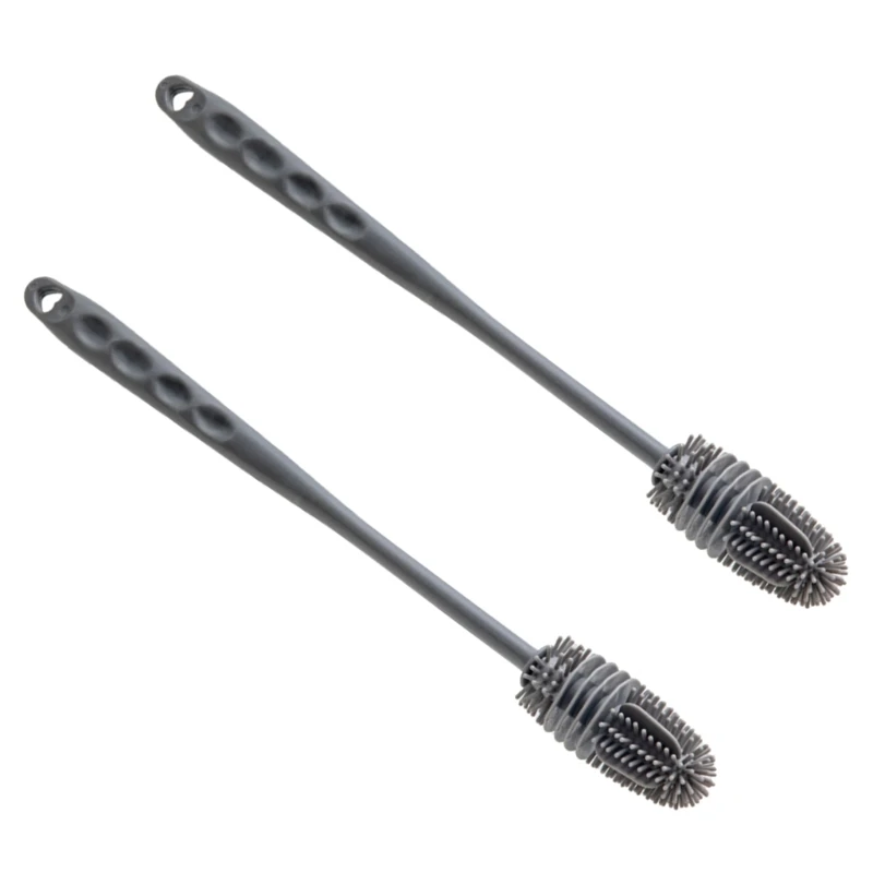 Bộ 2 Bàn Chải Làm Sạch Chai Thích Hợp Cho Chai Bia Cổ Hẹp Bàn Chải Silicon Có Thể Tái Sử Dụng Cho Bình Thể Thao, Trang Sức Giọt