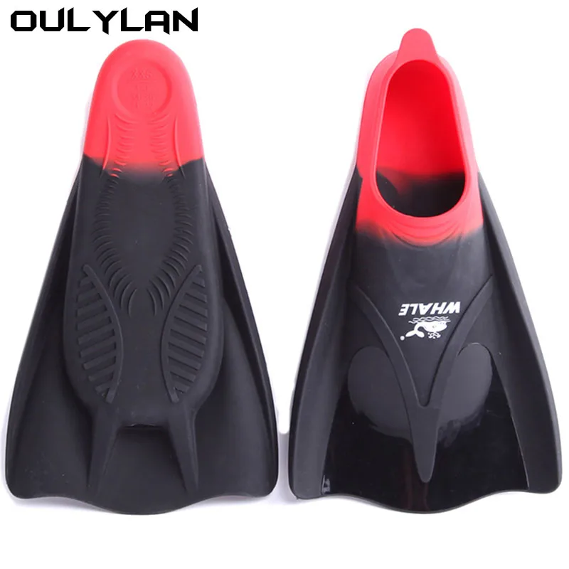 Oulylan TPR Diving Swimming Fins Foot Webbed Flippers Pool Submersible Children Adult Boots Shoes 32-44 Professional Silicone