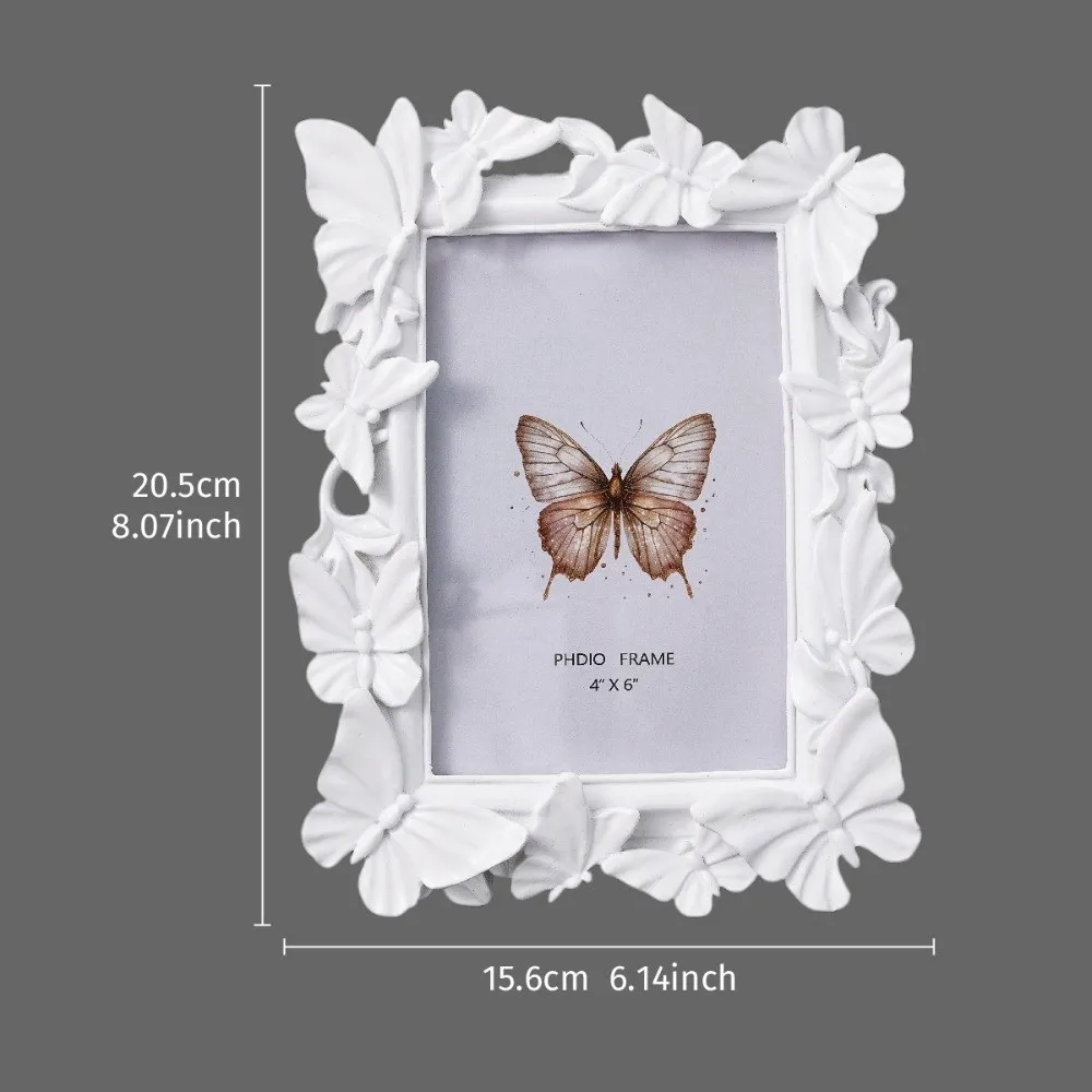 3D Butterfly Picture Frame Vintage Staggered Pattern Resin Photo Frame Rectangular Shape Photocard Display Stand