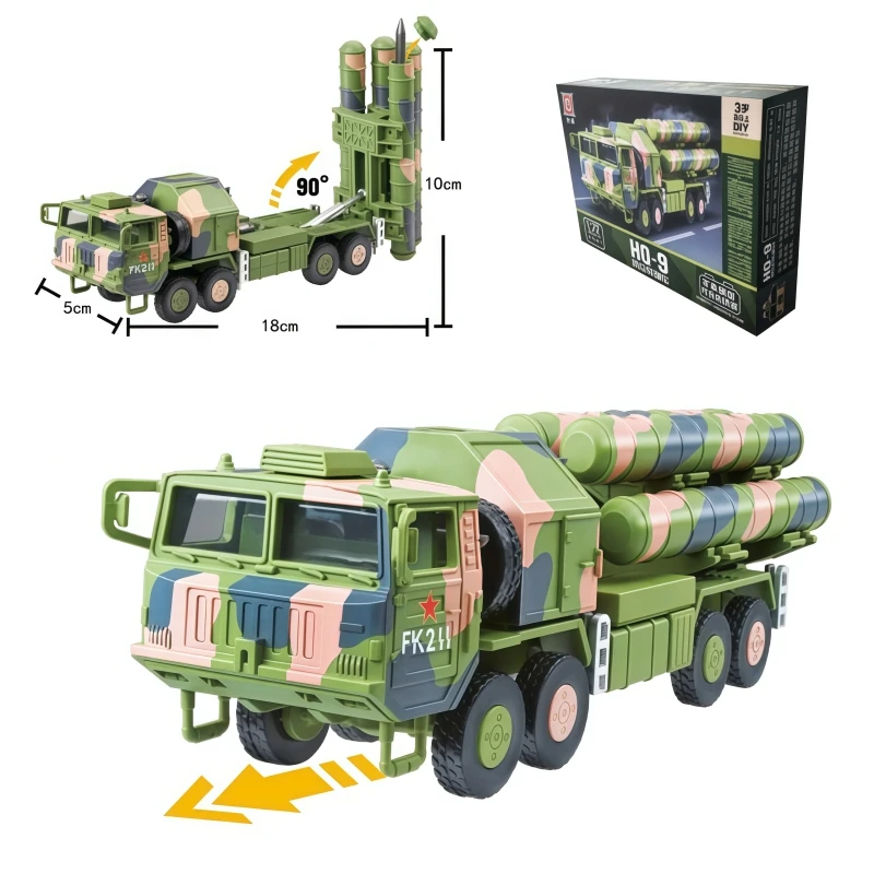 Série militaire créative 1:72, modèle de véhicule de missile de défense aérienne HongQi-9, décoration, briques à assembler soi-même, jouets pour cadeau de noël