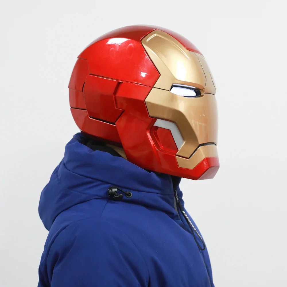 Cosplay 1/1 Iron man MK42 Mark 42 Helmet mask magnetic ring control electric open led light eye Costume party stage show props