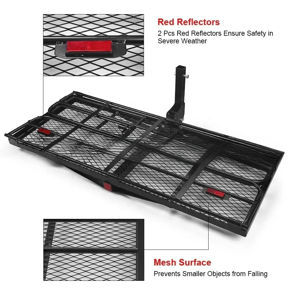 400 Lbs Heavy Duty Hitch Mount Cargo Carrier Folding  Rack Rear Luggage Basket Fits 2