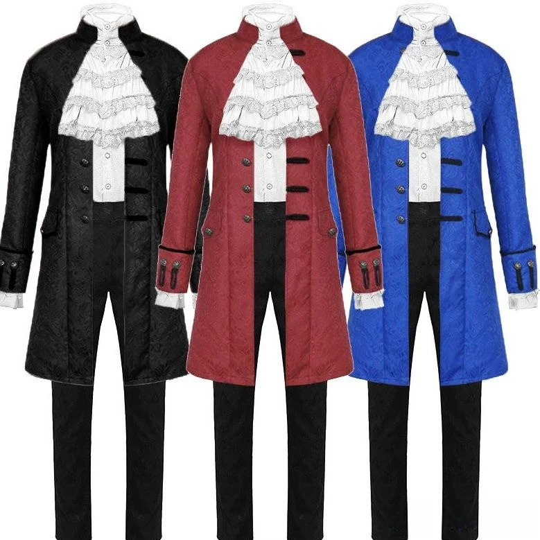 

Men's Medieval Style Jacket Set Wish Design Long Vintage Coat Autumn Season Seven Sleeve Length Other Material 100%