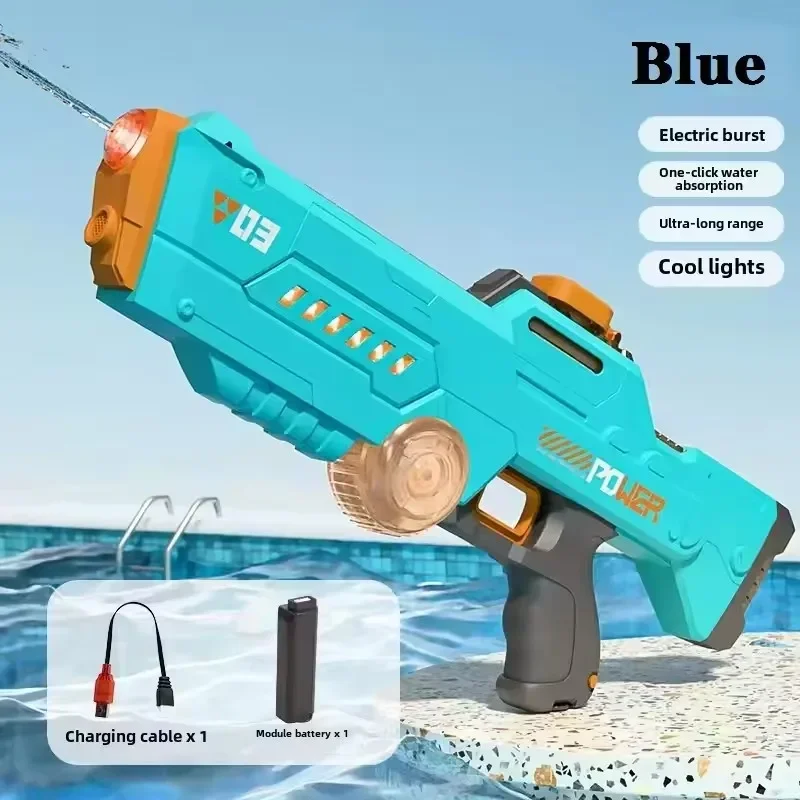 Pistolet à eau électrique à tir continu, Absorption d'eau automatique, pistolet à gicler de grande capacité, jouet d'extérieur pour piscine d'été et plage